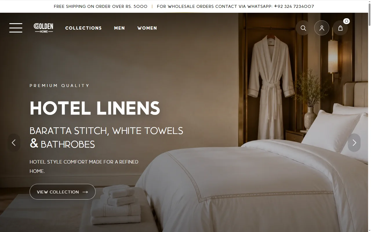 Screenshot of the Golden Home website